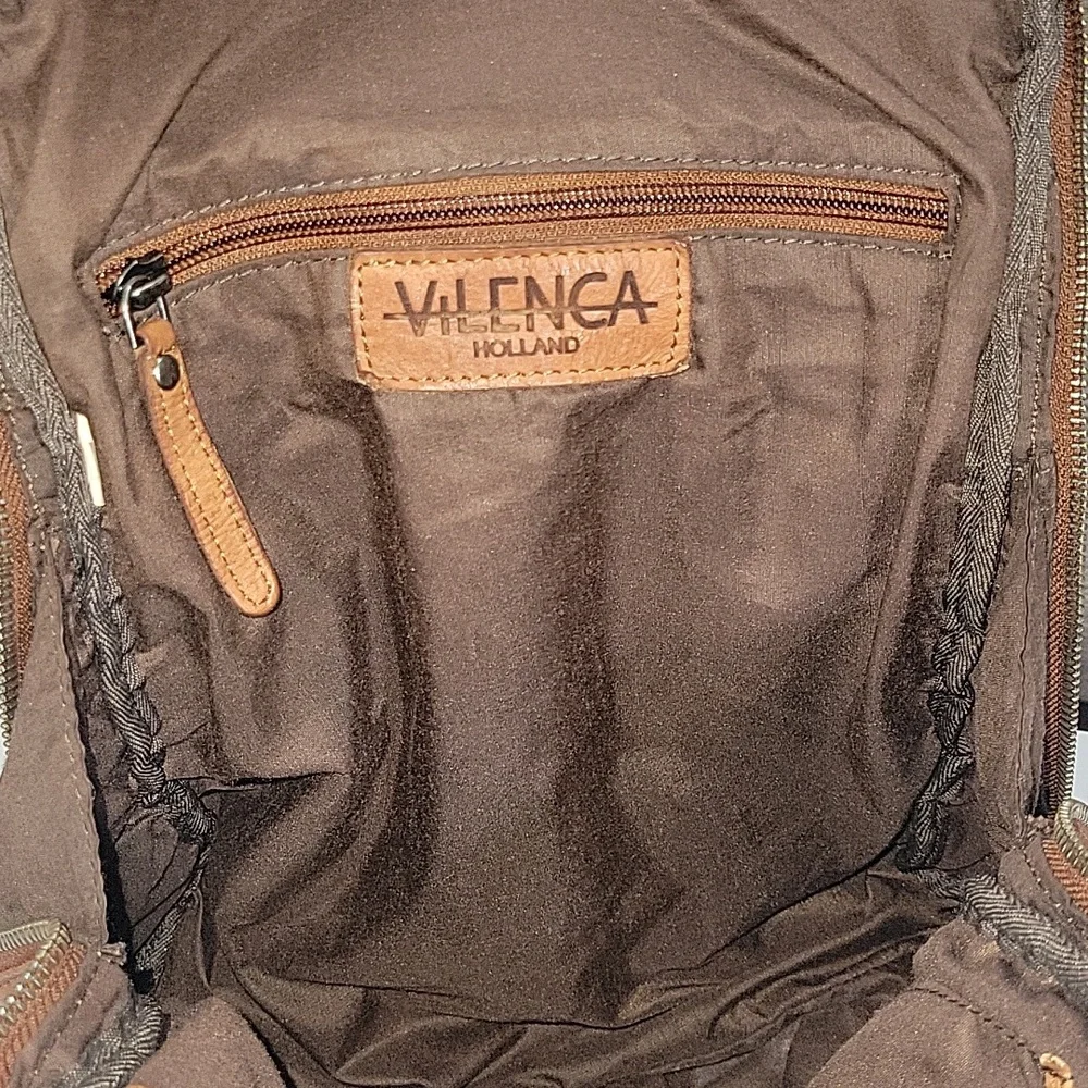 Vilenca Holland for Anthropologie Cognac Brown Woven Leather Backpack